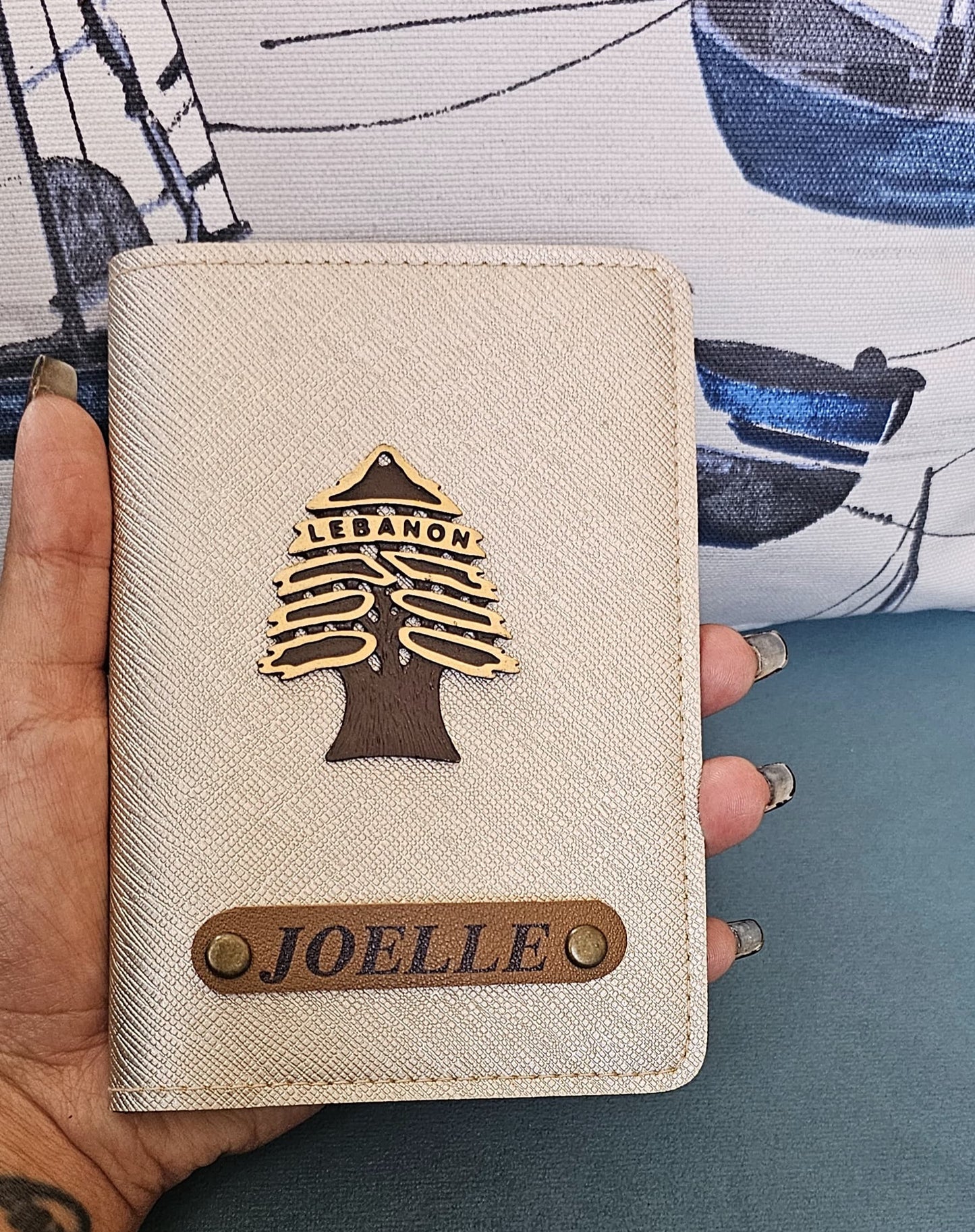 Customized Passport Cover with Lebanese Cedar