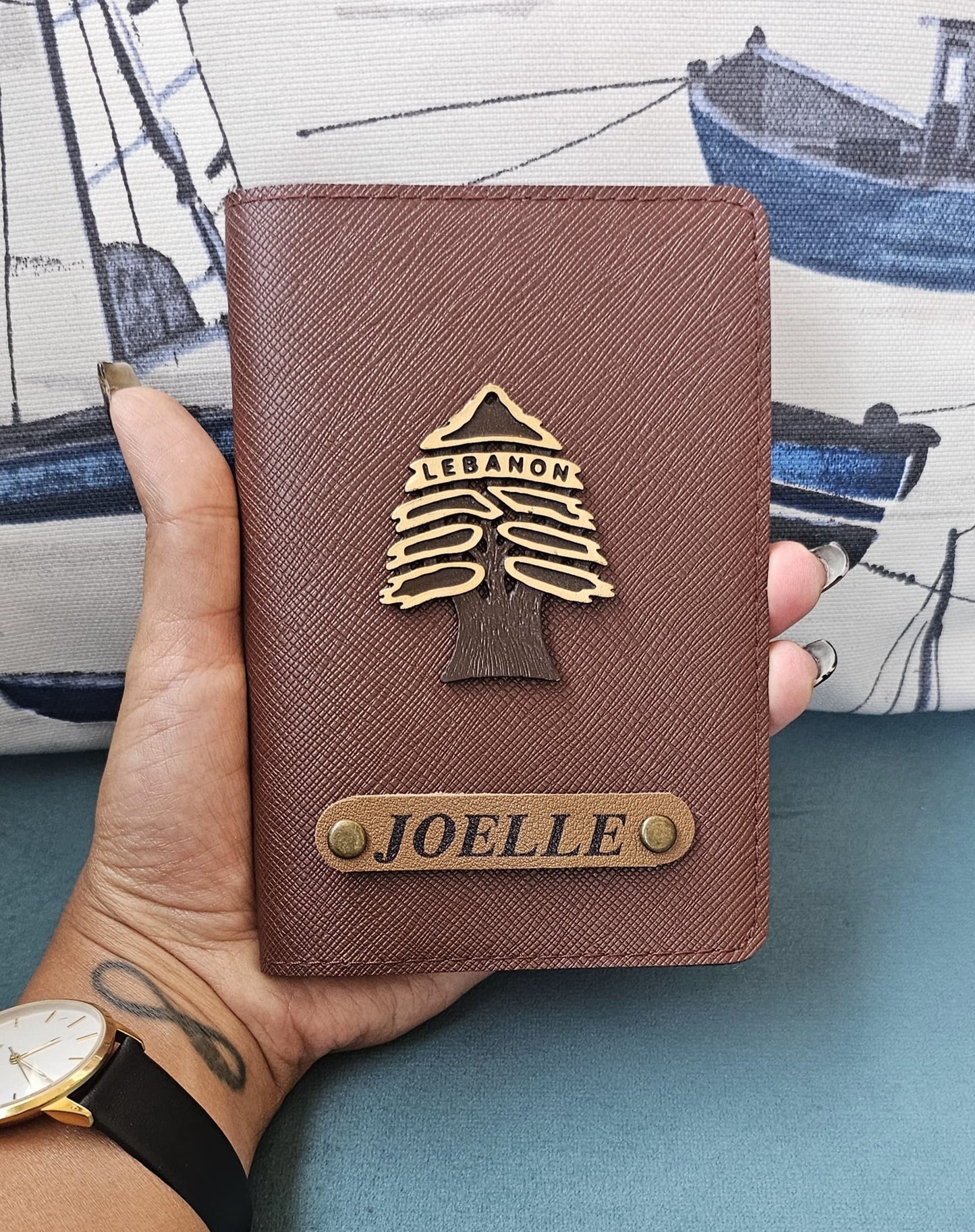 Customized Passport Cover with Lebanese Cedar