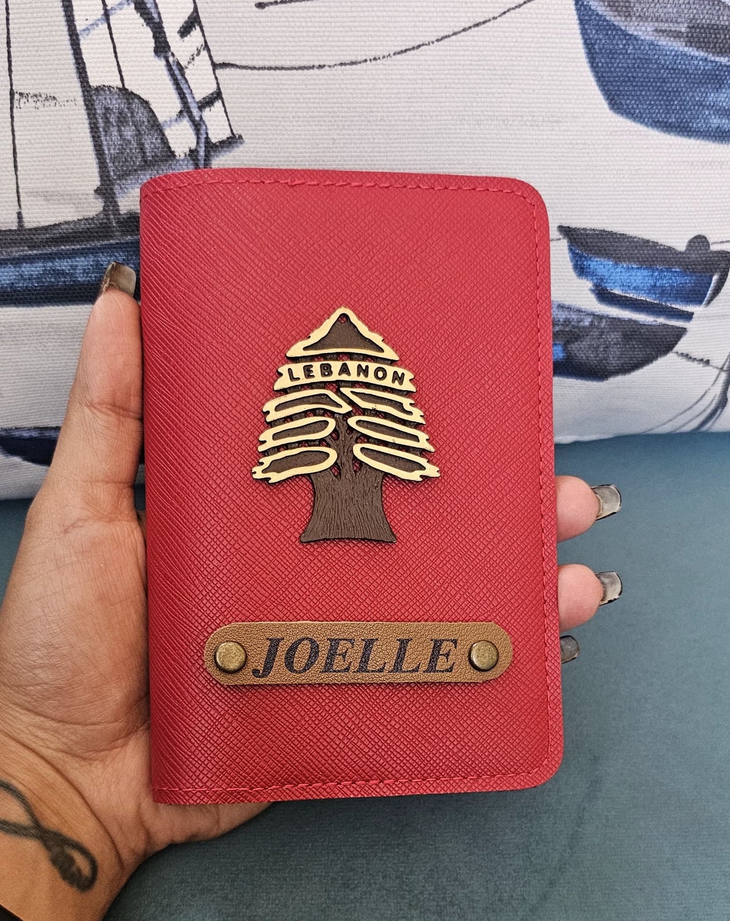 Customized Passport Cover with Lebanese Cedar