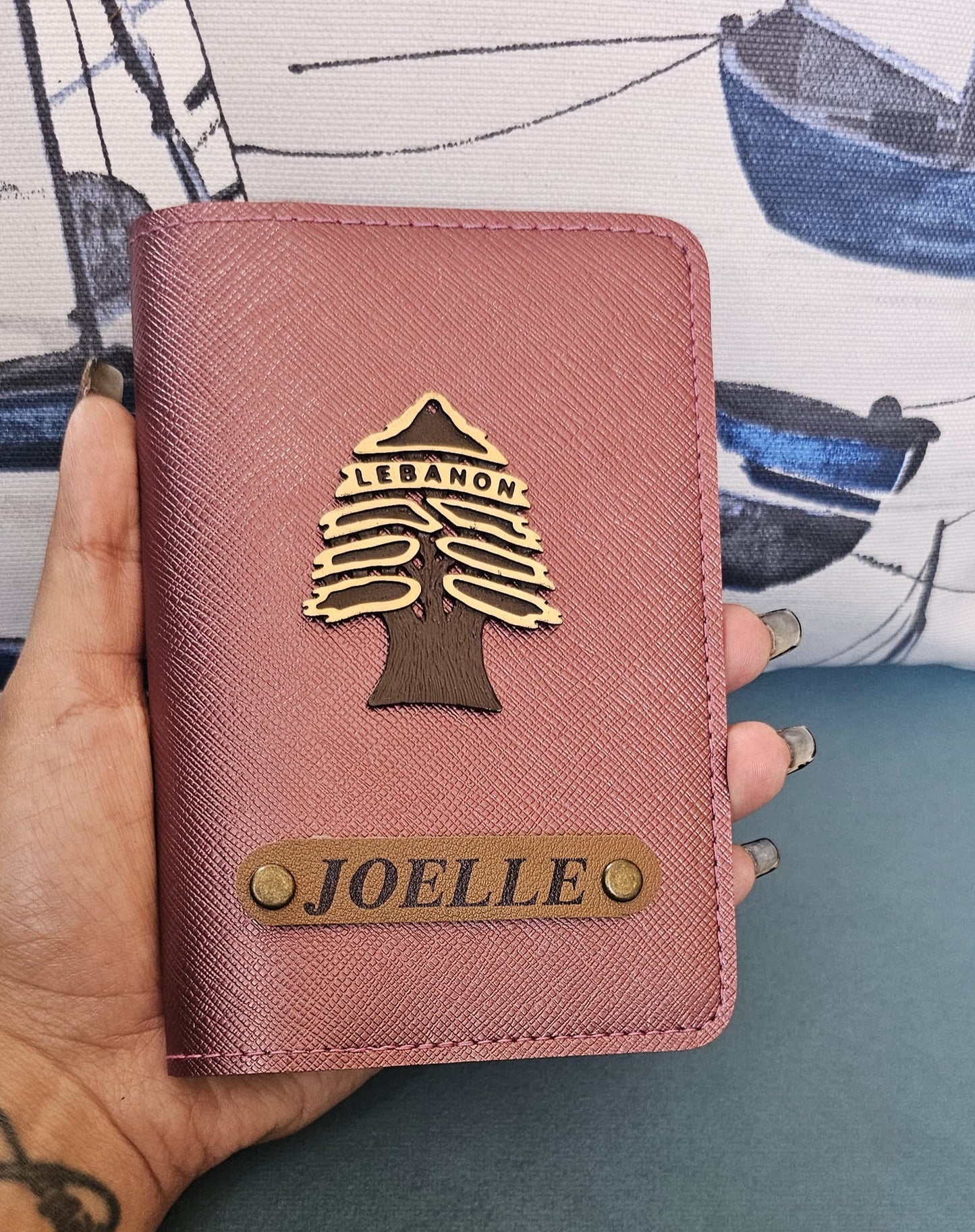 Customized Passport Cover with Lebanese Cedar