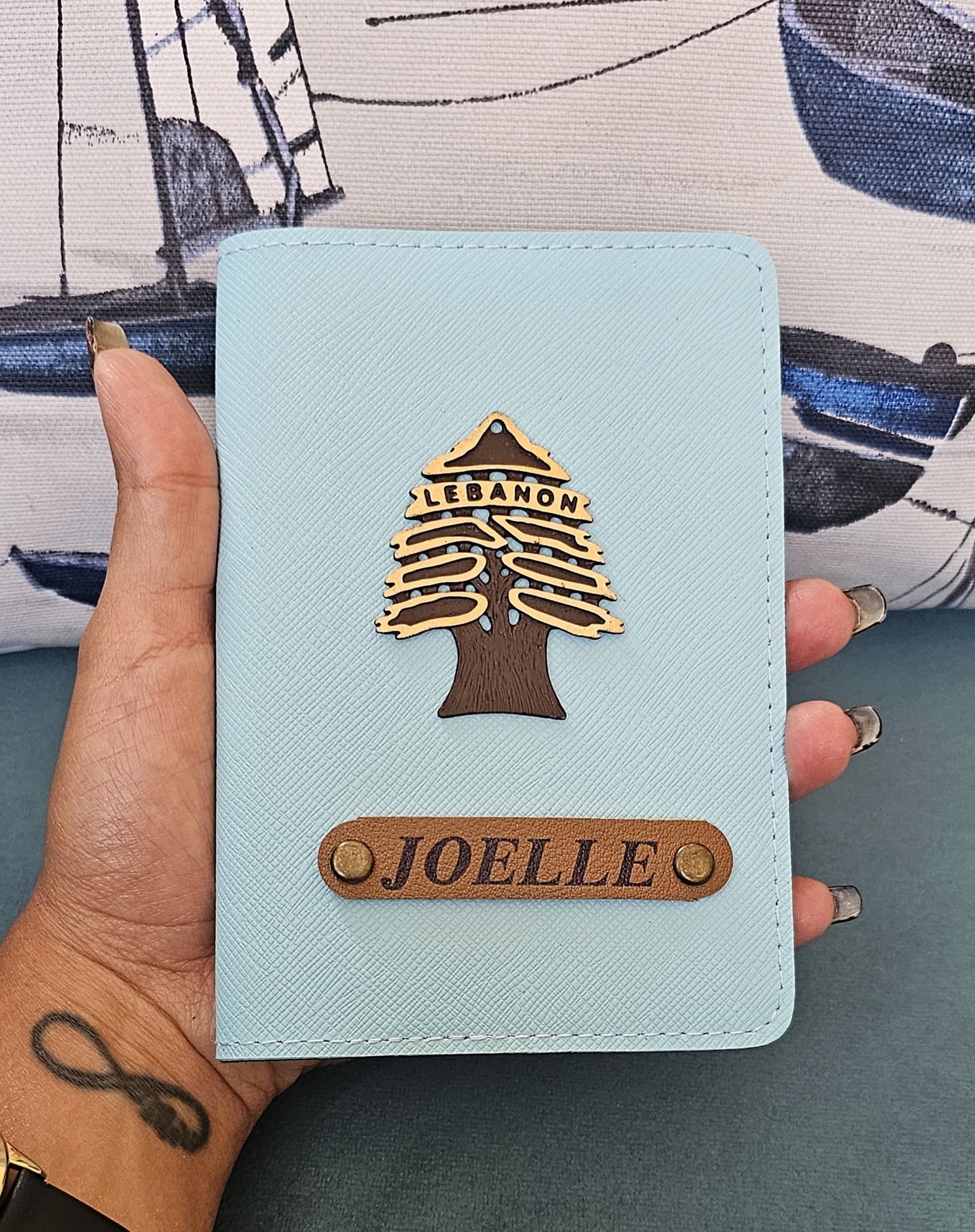 Customized Passport Cover with Lebanese Cedar