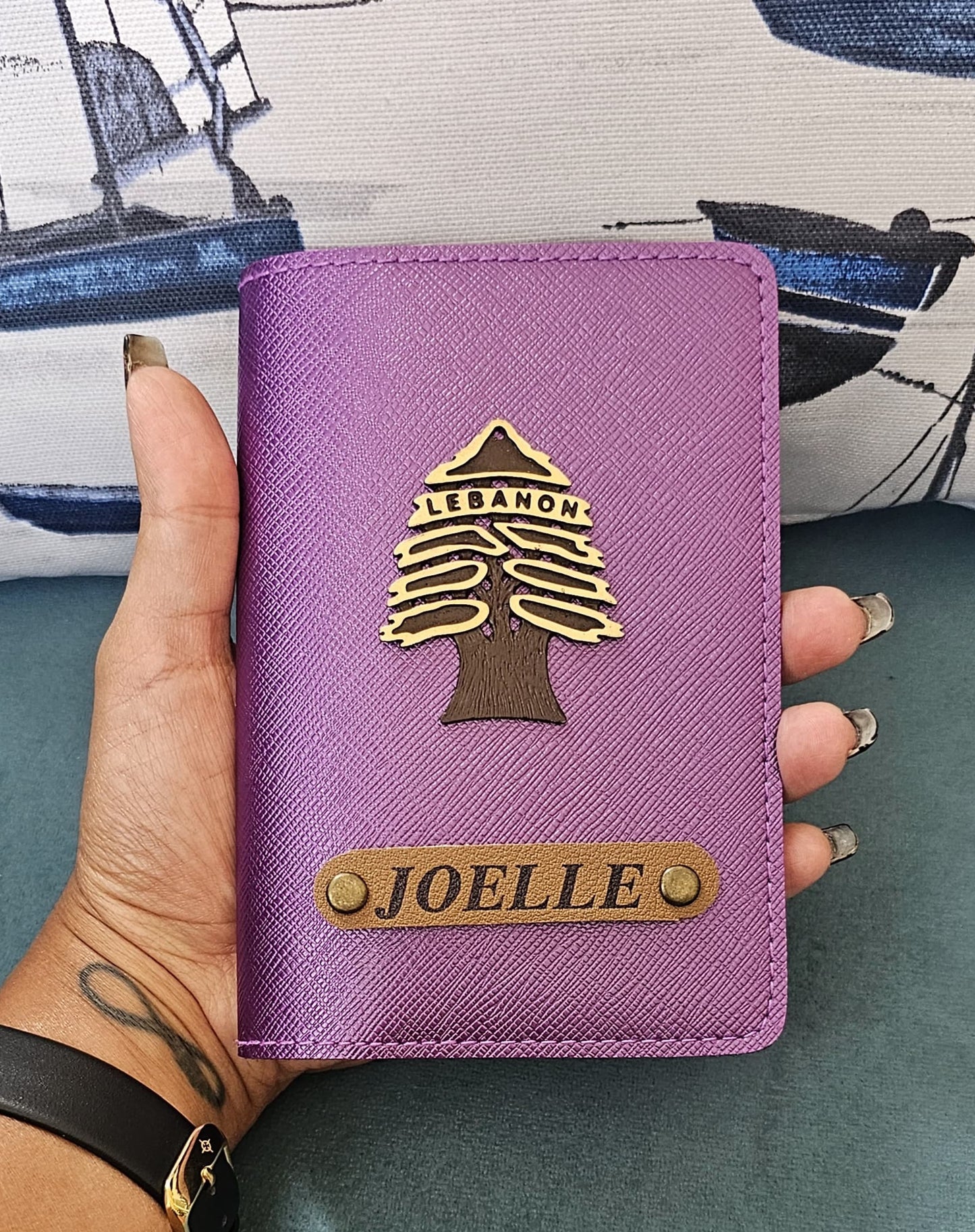 Customized Passport Cover with Lebanese Cedar