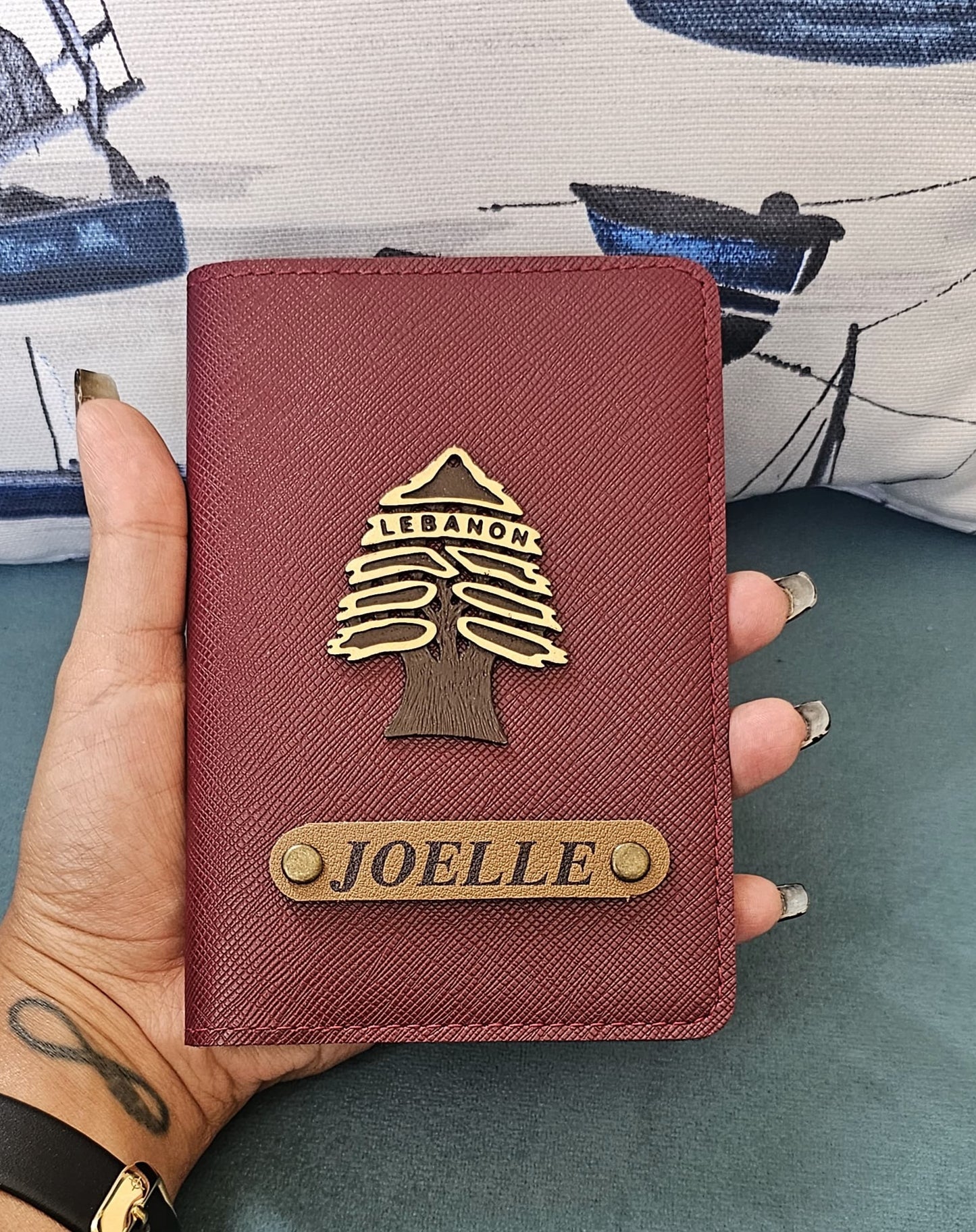 Customized Passport Cover with Lebanese Cedar