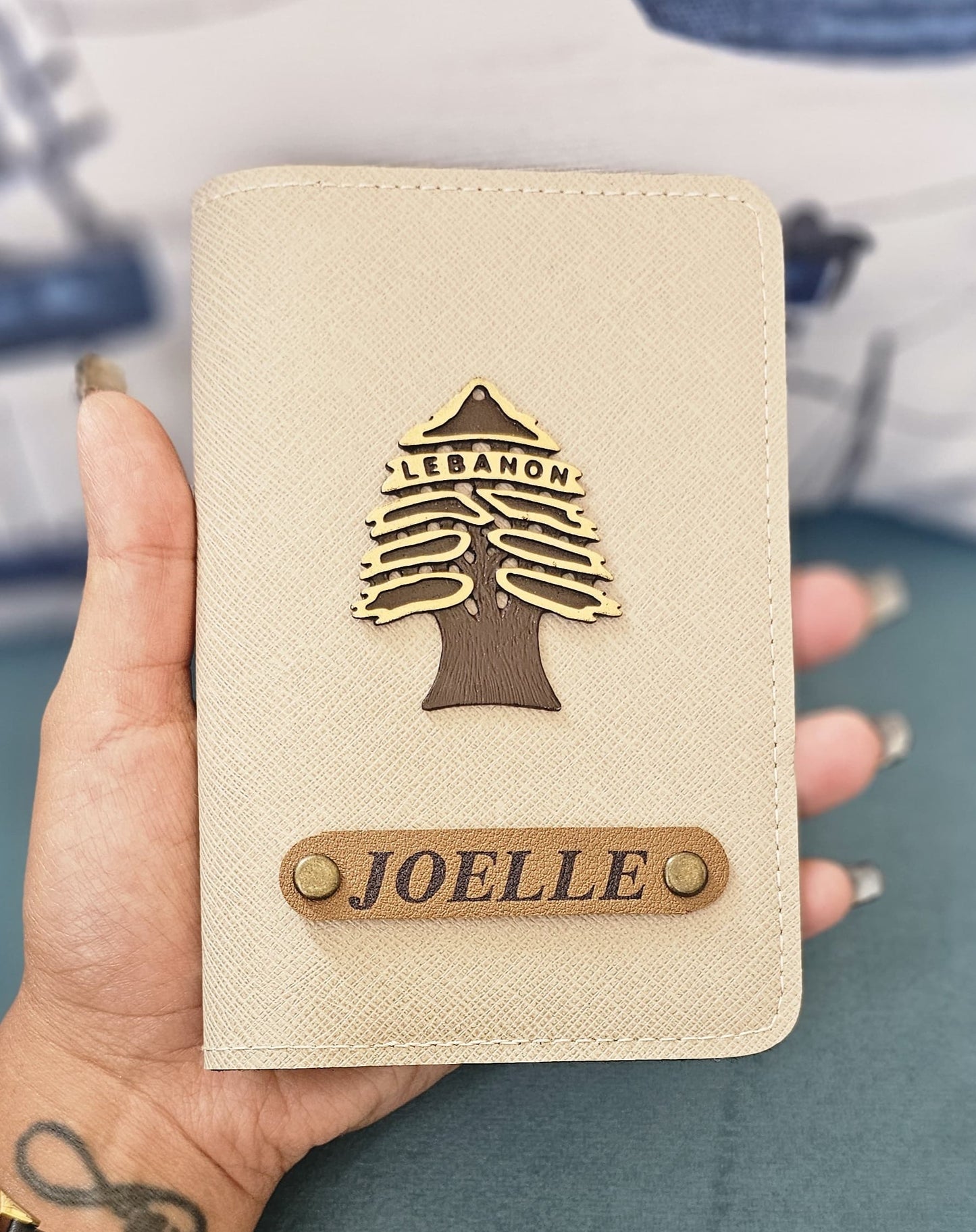 Customized Passport Cover with Lebanese Cedar