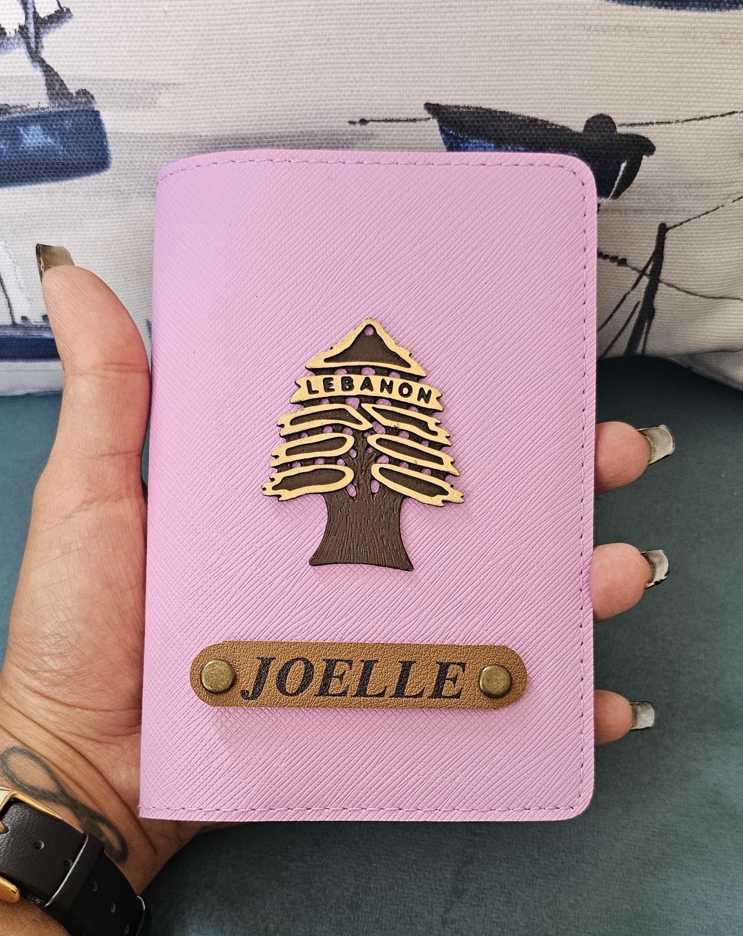 Customized Passport Cover with Lebanese Cedar