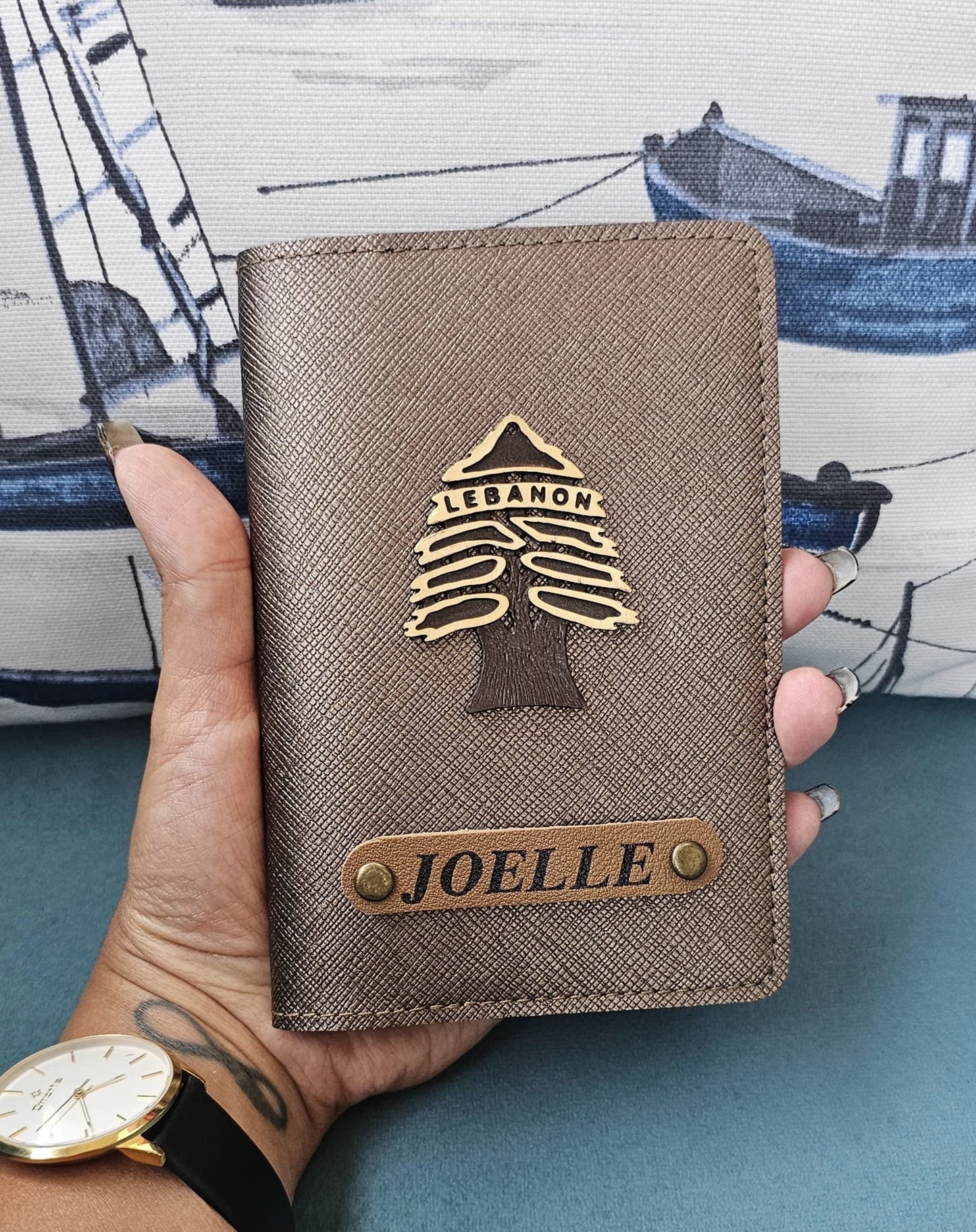 Customized Passport Cover with Lebanese Cedar