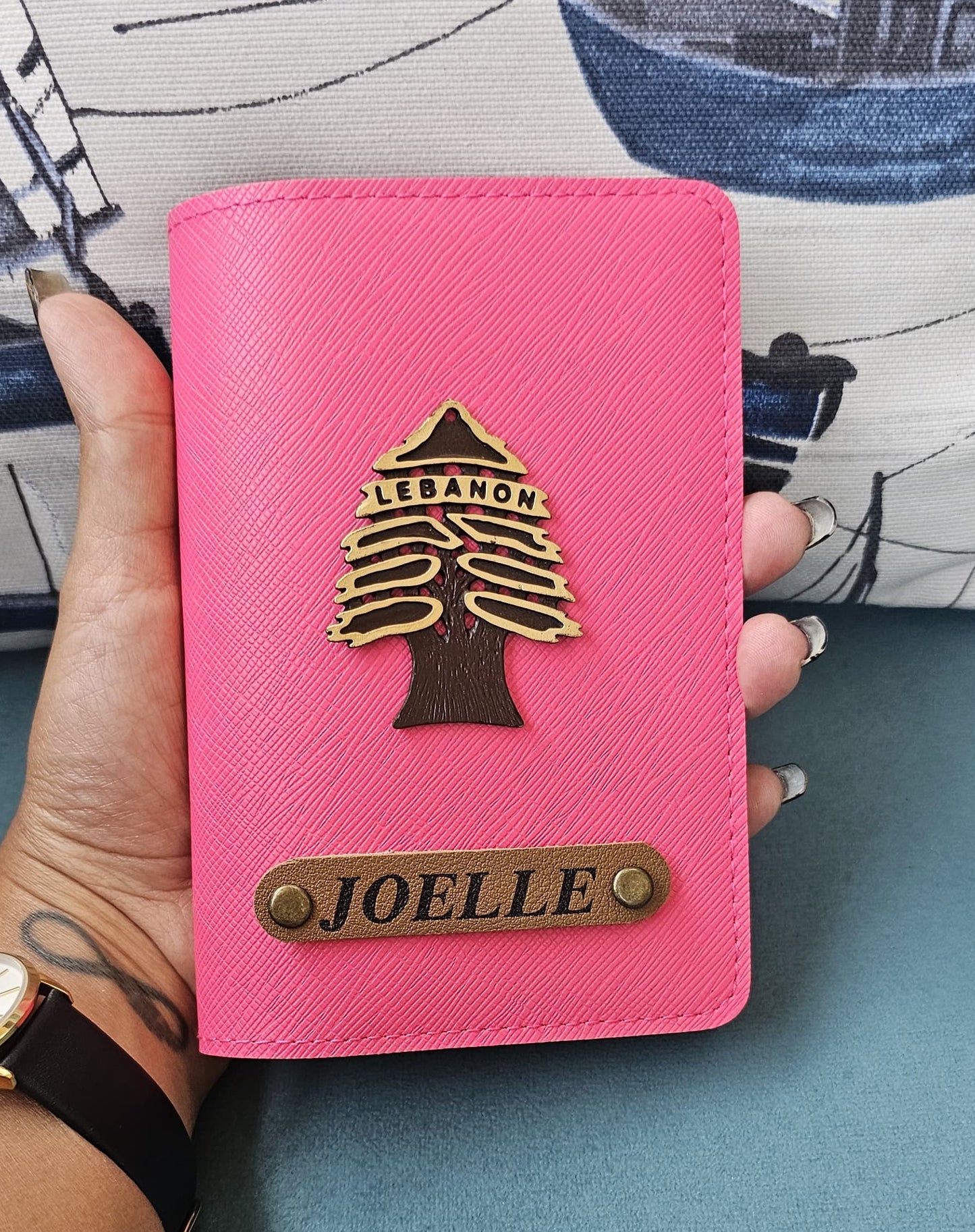 Customized Passport Cover with Lebanese Cedar